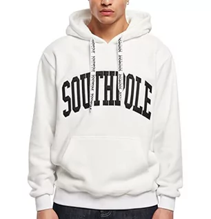 Bluzy męskie - Southpole Męska bluza z kapturem College Hoody Sweatshirt, biała, S, biały, S - grafika 1