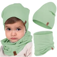 Czapki dla dzieci - Czapka Dziecięca Wiosenna Jesienna Komin Komplet Bawełna Dla Dzieci 48-56 - miniaturka - grafika 1