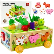 Zabawki interaktywne dla dzieci - Zabawka Edukacyjna Drewniana Wesoła Farma Sorter Magnetyczne Robaki - miniaturka - grafika 1