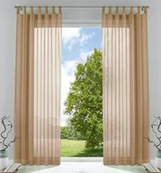 Zasłony - Gardinenbox Zestaw 2 przezroczystych zasłon z woalu, zasłona ze szlufkami z ołowianej taśmy, 100% poliester, piasek, wys. x szer. 245 x 140 cm - miniaturka - grafika 1