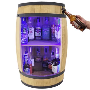 Beczka Jasny Dąb Z Półką Otwieraczem Led Rgb 80Cm - Pozostałe akcesoria barmańskie - miniaturka - grafika 1