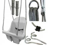 Place zabaw - Huśtawka Kubełkowa + kubełek + Metalowe kółka + PASY + HAKI + KOŁKI SZARA - miniaturka - grafika 1