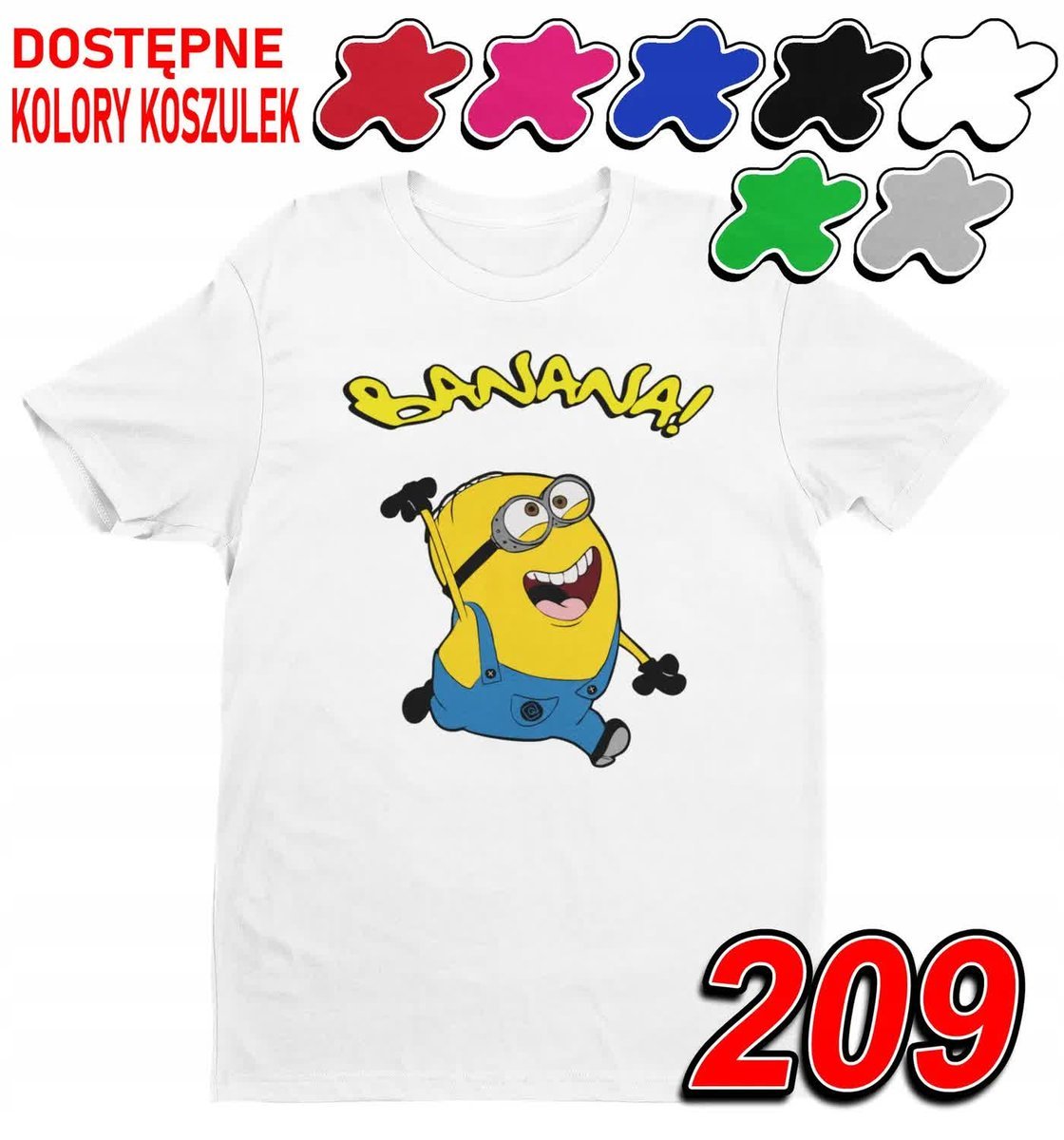 Dziecięca Koszulka T-Shirt Z Nadrukiem Minionki Bajki Różne- L 146-152