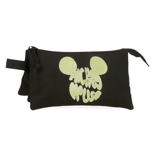 Joumma Disney Mickey Multiverse Potrójny piórnik Czarny 22x12x5 cms 1,32l Poliester, Czarny (Black), Talla única, Potrójne etui