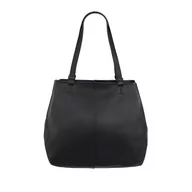 Torebki damskie - Pojemna skórzana torebka damska worek shopper czarna - miniaturka - grafika 1
