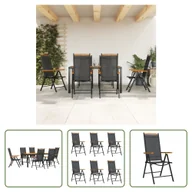 Meble ogrodowe - The Living Store 7-częściowy ogrodowy zestaw jadalniany czarno-brązowy aluminium - miniaturka - grafika 1