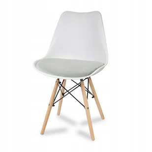 Krzesło białe z poduszką szarą Welur 053W-G - Krzesła - miniaturka - grafika 1