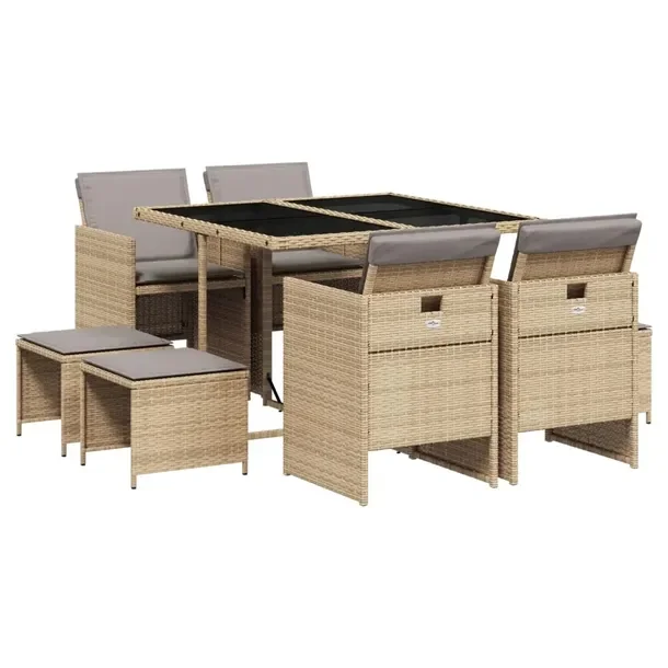 Zestaw mebli ogrodowych 110 x 106 x 73 cm, beżowo-czarny, rattan PE