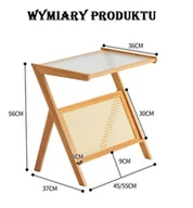 Ławy i stoliki kawowe - Bambusowy stolik z ratanową półką - jasnobrązowy, długość 45 cm - miniaturka - grafika 1