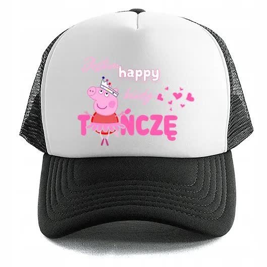 DZIECIĘCA CZAPKA DASZEK Czarna ŚWINKA PEPPA WZORY