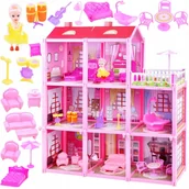 Domki dla lalek - Duży Domek Dla Lalek Meble Zestaw Taras Lalka 3 Piętra Akcesoria Matadi - miniaturka - grafika 1