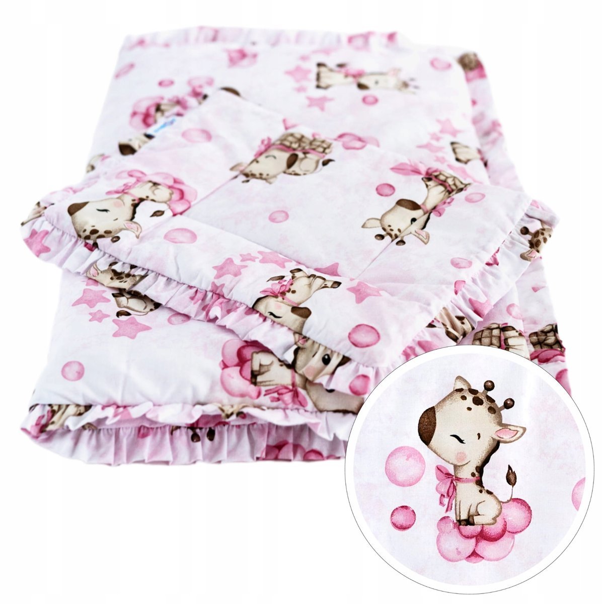 KOŁDERKA BEZPOSZEWKOWA Z FALBANĄ PODUSZKA NIEMOWLĘCA 75x55 cm BAWEŁNA BabyU