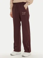 Spodnie sportowe damskie - Champion Spodnie dresowe 117511 Brązowy Wide Leg - miniaturka - grafika 1