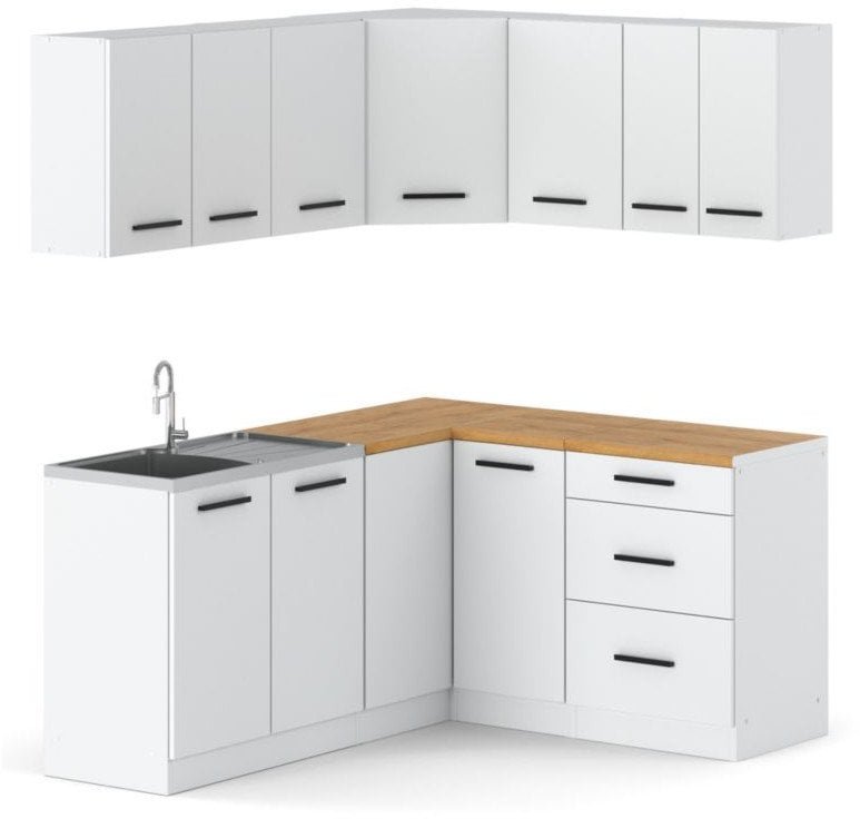 Meble Kuchenne Białe Narożne Nowoczesne Modułowe Zestaw Kuchenny Danka