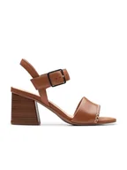 Sandały damskie - Clarks Skórzane sandały "Siara65 Buckle" w kolorze jasnobrązowym - miniaturka - grafika 1