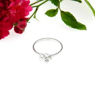 Pierścionki - Pierścionek srebrny z niezapominajką  - Modułowy 6 biały - miniaturka - grafika 1