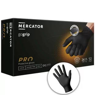 MERCATOR gogrip Black  bardzo trwałe rękawiczki nitrylowe, rozmiar L, 50 sztuk - Akcesoria do mycia samochodu - miniaturka - grafika 1