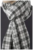 Apaszki i szaliki męskie - DUŻY SZAL 200x70 Szalik Krata Biały Damski GREG a3 - miniaturka - grafika 1