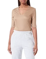 Koszulki i topy damskie - s.Oliver BLACK LABEL Damska koszulka z wiskozy z dekoltem w serek, brązowy, 34 - miniaturka - grafika 1