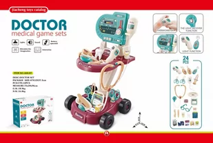 Zestaw Lekarski Dla Dzieci 3+ Wózek + Panel Ekg 24 El. Kardiolog Dentysta Ortopeda Pielęgniarka - Zabawy w naśladowanie dorosłych - miniaturka - grafika 1