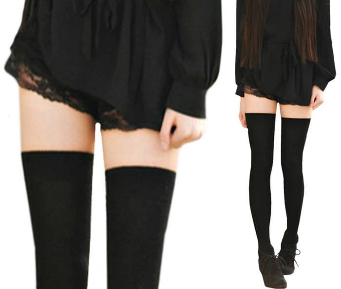 Bawełniane Zakolanówki Czarne