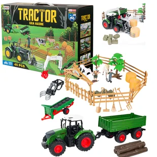 COIL Zestaw figurki farma zwierząt dla dzieci zabawka duże gospodarstwo + traktor 45 elementów - Klocki - miniaturka - grafika 1