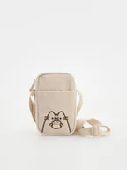 Torby męskie - Reserved - Sztruksowa saszetka Pusheen - beżowy - miniaturka - grafika 1