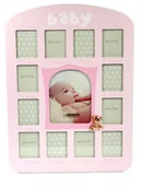 Ramki na zdjęcia - Ramka galeria roczek na 12 zdjęć różowa Miś B0313Q - miniaturka - grafika 1