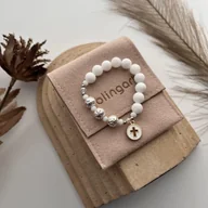 Bransoletki - Bransoletka różaniec KAMIENIE NATURALNE srebrne krzyżyk - miniaturka - grafika 1