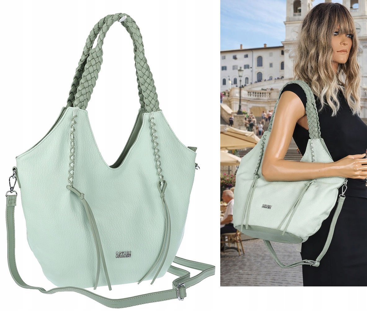 Torebka Damska Worek Shopper Torba na Ramię duża pajemna CC6701 zielona