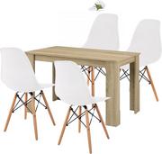 Stoły z krzesłami - Stół + 4 Krzesła Nowoczesny Skandynawski Styl Skandi - miniaturka - grafika 1