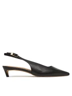 Sandały damskie - Tommy Hilfiger Sandały Squared Toe Kitten Slingback FW0FW08711 Czarny - miniaturka - grafika 1