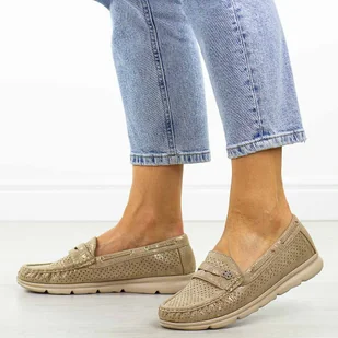 Beżowe mokasyny damskie Vinceza 87973 - Mokasyny damskie - miniaturka - grafika 1