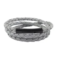 Naszyjniki męskie - König Design skórzany naszyjnik skórzany pasek skórzana bransoletka 3 mm męski naszyjnik 17 cm - 100 cm pleciony, długość: 60 centymetrów, kolor: jasnoszary - miniaturka - grafika 1