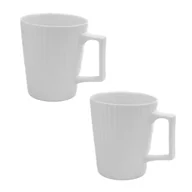 Kubki - Intirilife 2x kubek do kawy w kolorze białym o pojemności 400 ml - 12,5 x 7,1 / 9,4 x 10,5 cm - Kubek do herbaty z rowkowanym wzorem, kubek z uchwytem, kubek do picia kawy, herbaty, mleka, kakao i wiele więcej - miniaturka - grafika 1