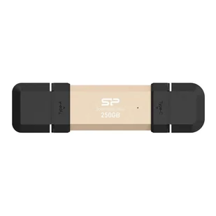 Dysk zewnętrzny ssd silicon power ds72 250gb usb-a usb-c 1050/850 mb/s złoty SP250GBUC3S72VPG - Dyski SSD - miniaturka - grafika 1
