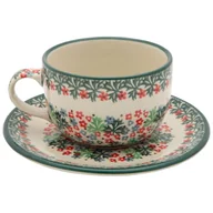 Filiżanki - Filiżanka Do Herbaty Kawy 200 Ml Ze Spodkiem - Ceramika Artystyczna Bolesławiec - miniaturka - grafika 1