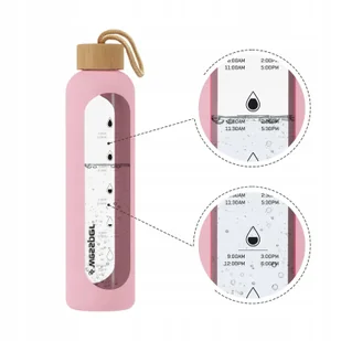 Wessper B1 Borosilicate 500 ml Szklana butelka na wodę z miarką motywacyjną z różowym etui - Butelki filtrujące - miniaturka - grafika 5