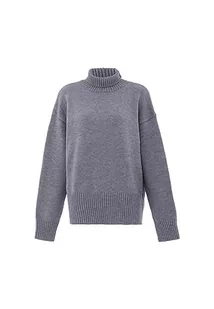 Aleva Damski sweter Slouchy z golfem, akryl, jasnoszary, melanż, rozmiar XL/XXL, jasnoszary melanż, XL - Swetry damskie - miniaturka - grafika 1