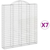 Ogrodzenia - vidaXL Gabiony z wysokim łukiem 7 sztuk 200x30x220/240cm Ocynkowane żelazo - miniaturka - grafika 1