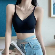 Biustonosze - Bezszwowy biustonosz push-up - M Czarny - miniaturka - grafika 1