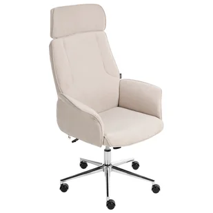 Fotel biurowy, krzesło biurowe Beliani Krzesło biurowe PILOT Welur Jasnobeżowy - Fotele i krzesła biurowe - miniaturka - grafika 1