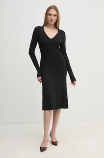 Calvin Klein sukienka kolor czarny midi rozkloszowana K20K208102 - Sukienki - miniaturka - grafika 1