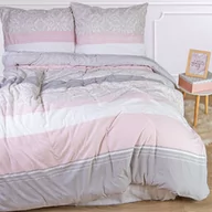 Pościel - Darymex Pościel jersey 220x200 Ornamenty pasy różowa pudrowa różowa szara 2206 JERSEYLOVE - miniaturka - grafika 1
