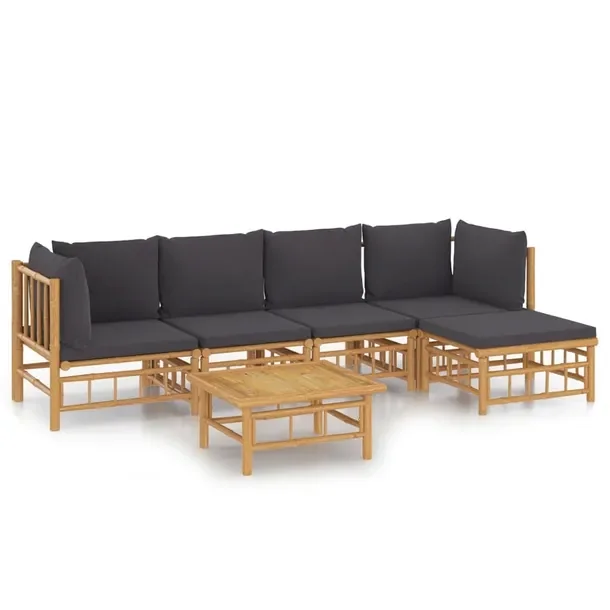 Zestaw Wypoczynkowy Ogrodowy z Bambusa: Stolik 55x65x30 cm, Sofy, Podnóże
