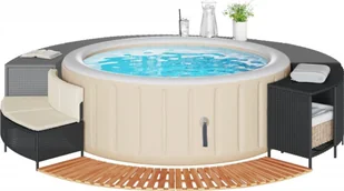 Jacuzzi ogrodowe vidaXL Obudowa do basenu/spa, czarny polirattan i lite drewno akacjowe - Baseny ogrodowe - miniaturka - grafika 1