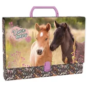 Szkolne artykuły papiernicze - Teczka twarda z rączką Konie 24 - DERFORM - miniaturka - grafika 1