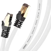 Kable miedziane - Duronic Duronic CAT8 WE 15 m Kabel sieciowy S/FTP biały transmisja 40GB skrętka LAN pachcord - miniaturka - grafika 1