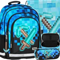 Plecaki worki - Plecak Szkolny Dla Chłopca Piksele Gra Pixel Blue Worek Piórnik Zestaw - miniaturka - grafika 1