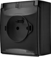 Gniazdka elektryczne - Kontakt Simon Simon Aquaclick Gniazdo IP44, pojedyncze z uziem., klapka transparentna z przesłonami torów prądowych, 16 A, 250 V ACGZ1CZ/49A ACGZ1CZ/49A - miniaturka - grafika 1